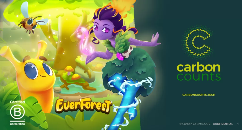 EverForest game and Carbon Counts logo