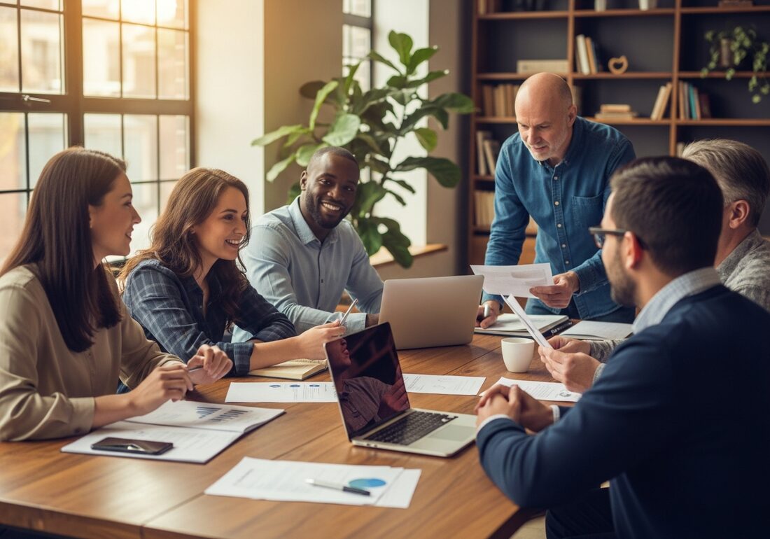 People collaborating around a table